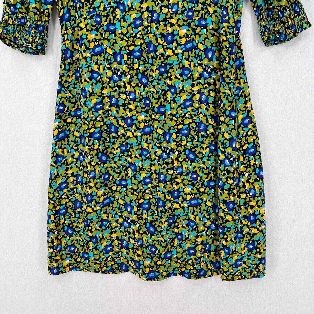 RAILS Roma Abstract Garden Dress Women Small Blue Floral Mini V-Neck Puff Sleeve - Picture 7 of 16